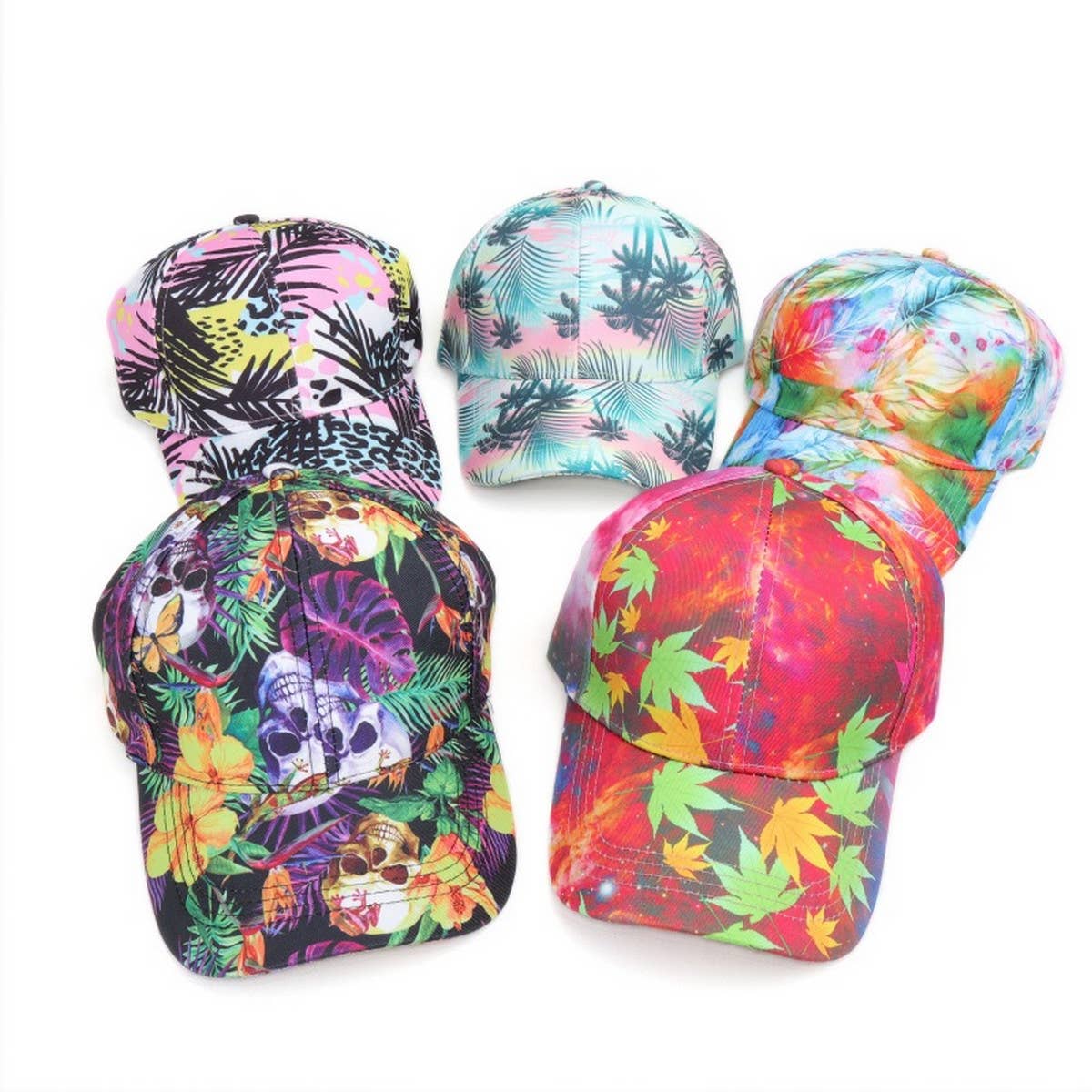 Skull Leaf Print Graffiti Baseball Cap - Sun Hat CWAH1549