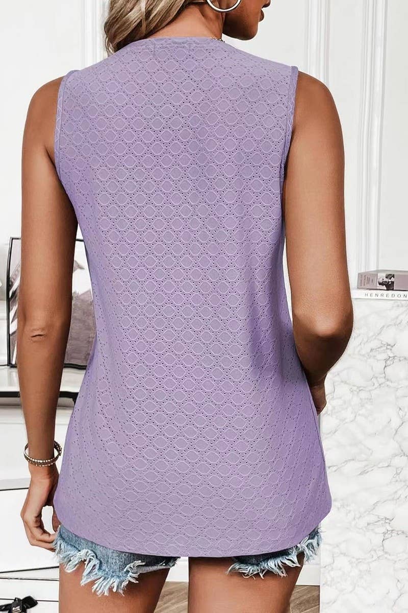 Cwttsl0232_Round Neck Sleeveless Knit Top