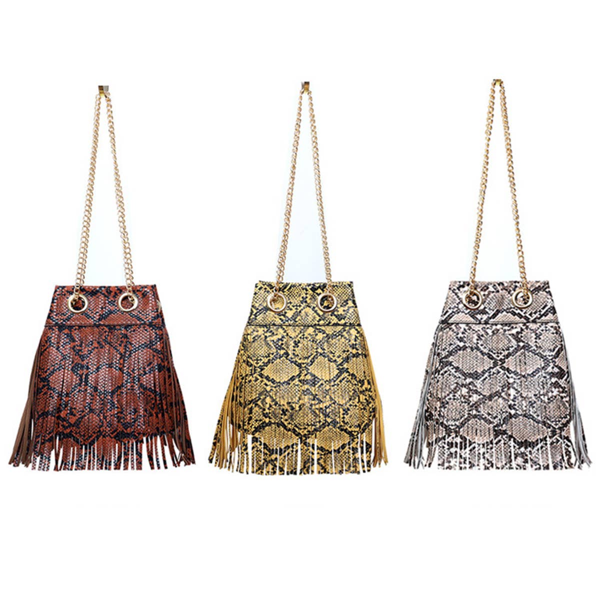 WOMEN SNAKE  PORTABLE FRINGE BAG_CWAB0797