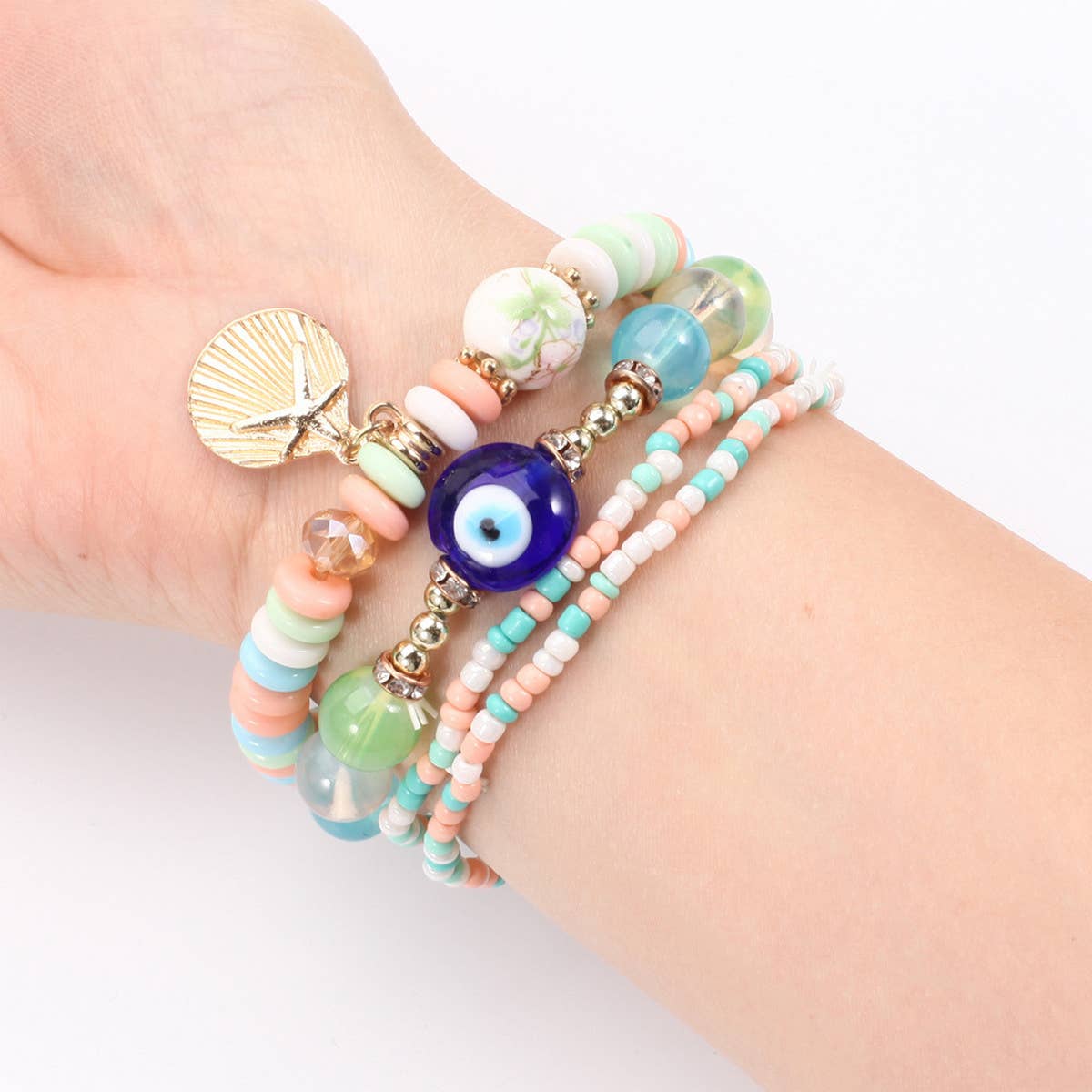 BOHEMIAN MULTI-LAYERED EVIL EYE BRACELET_CWAJE2214
