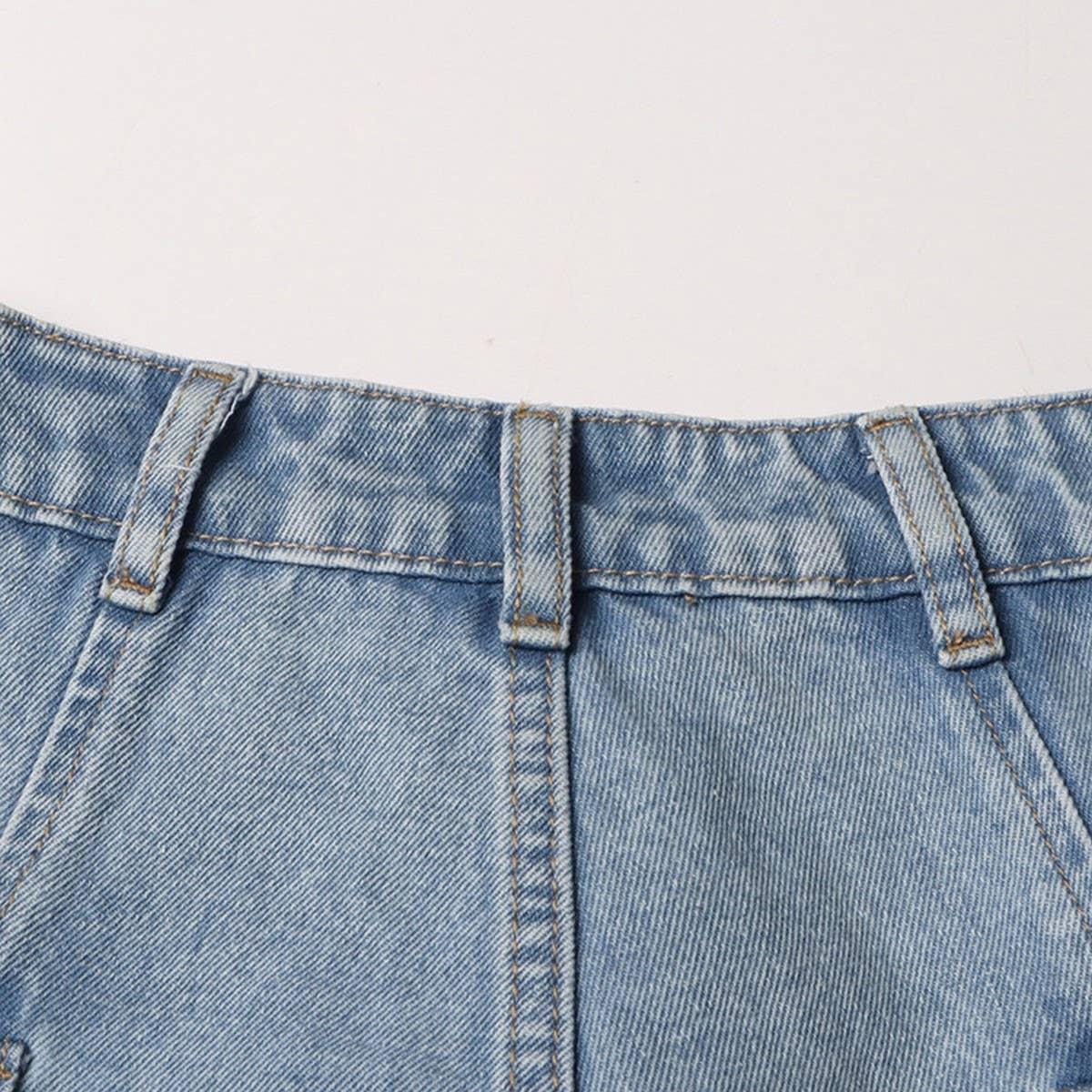 HIGH WAISTED HOLLOW EXPOSED WAIST SOLID COLOR JEANS