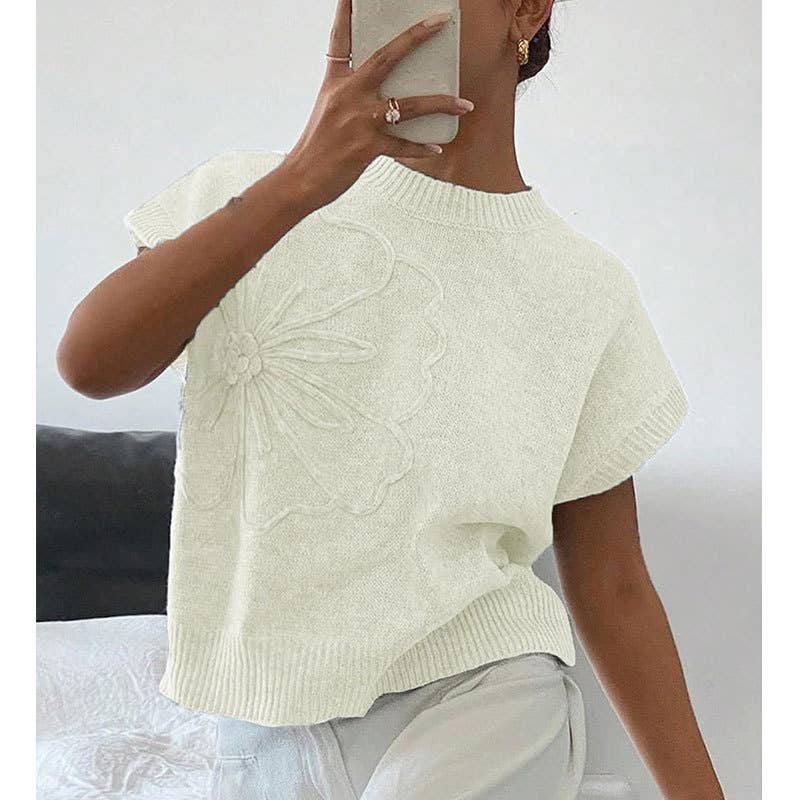 Solid-color embroidered knitted waistcoat