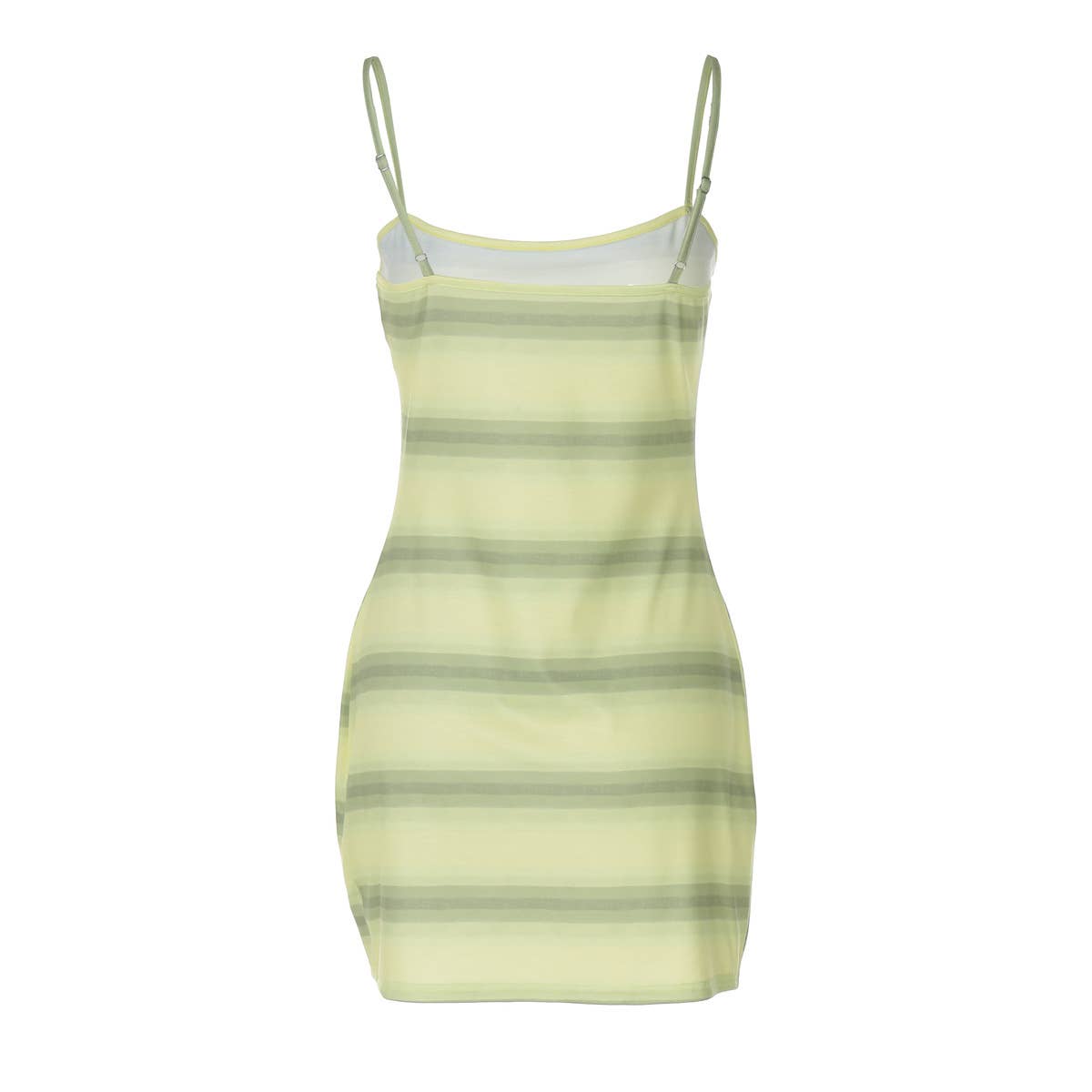 Striped low-cut halter dress that covers buttocks