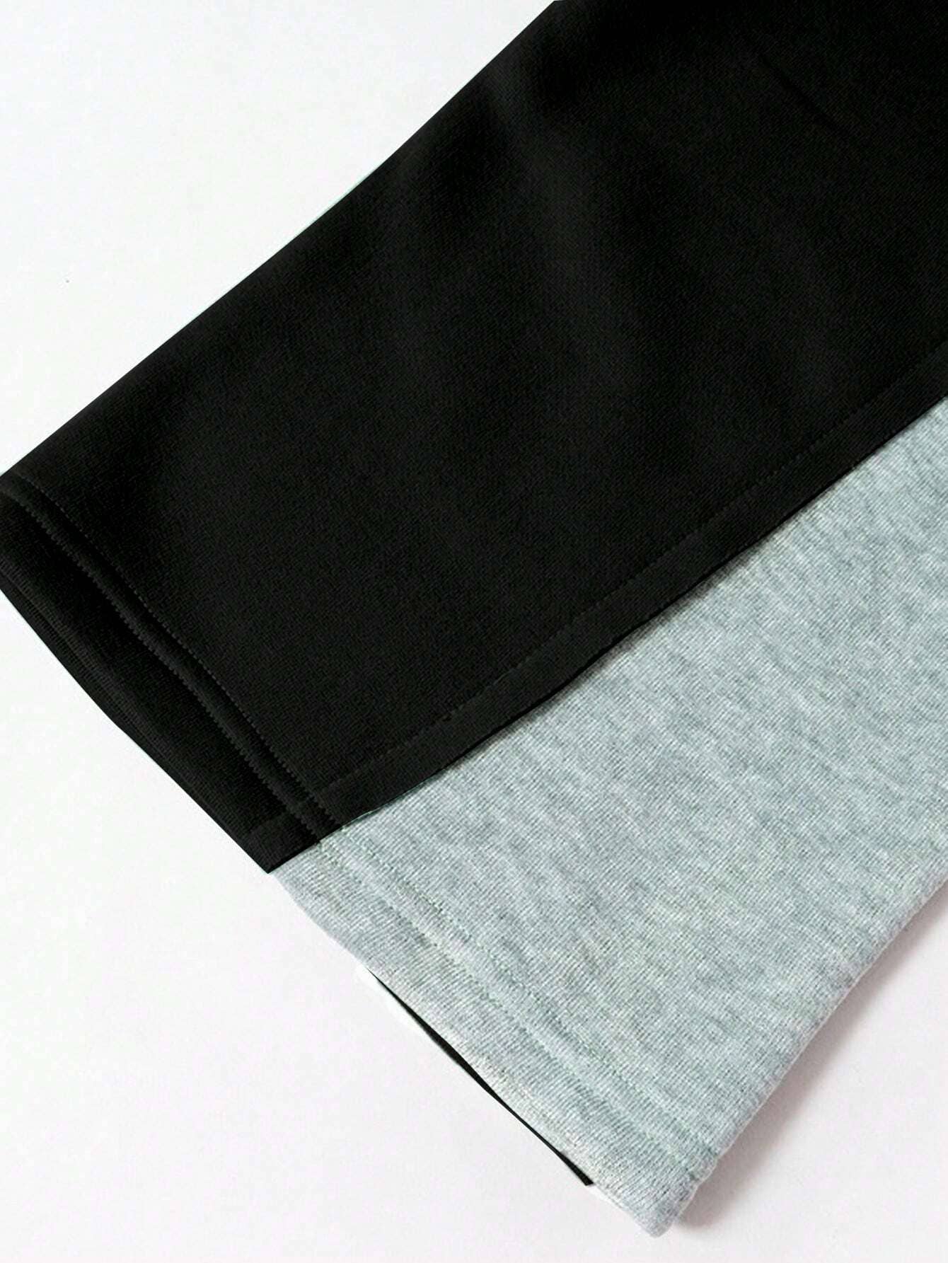 COLOR CONTRAST LOOSE ELASTIC WAIST WIDE LEG PANTS