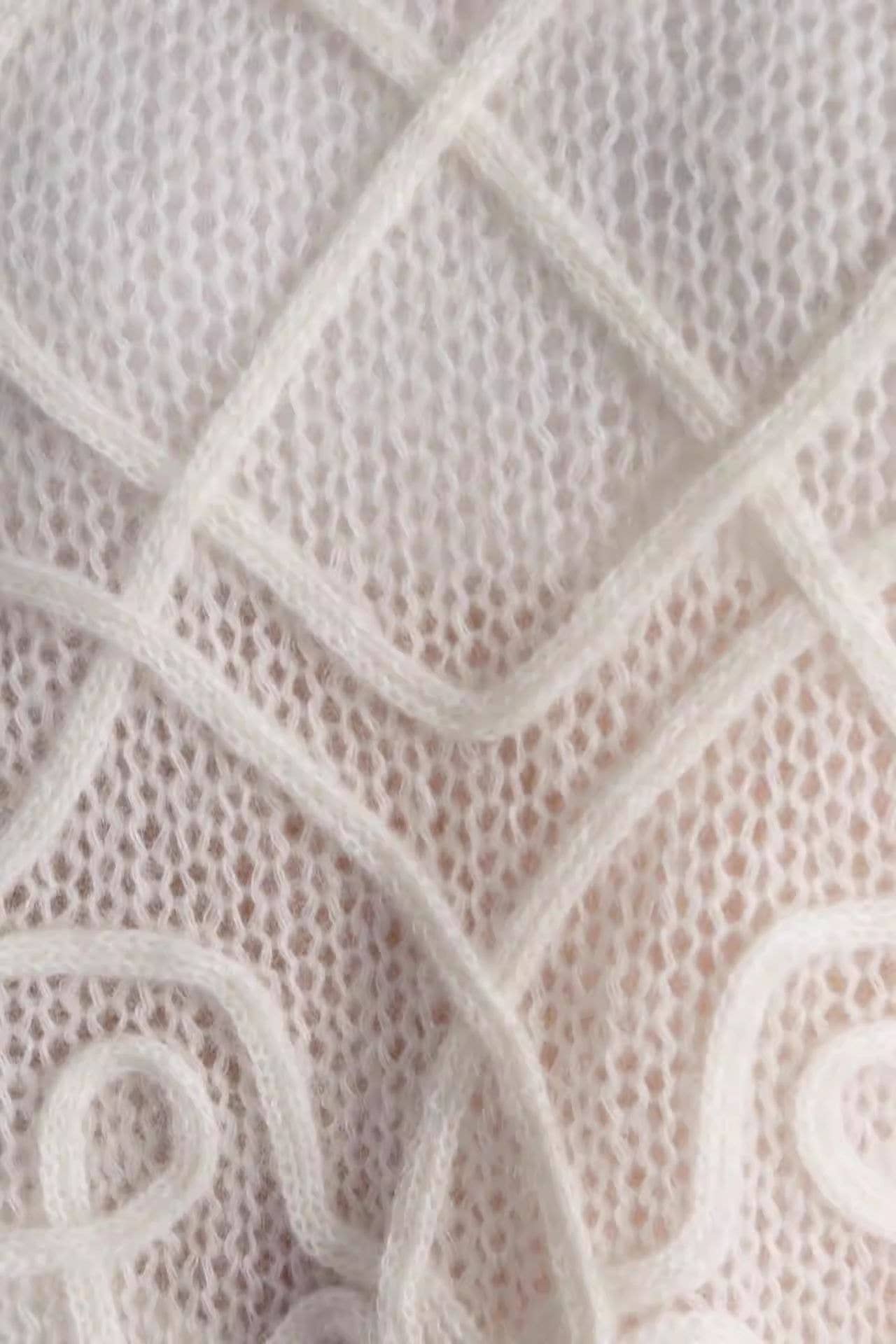 TRANSLUCENT CREW-NECK SOLID LONG-SLEEVED SWEATER