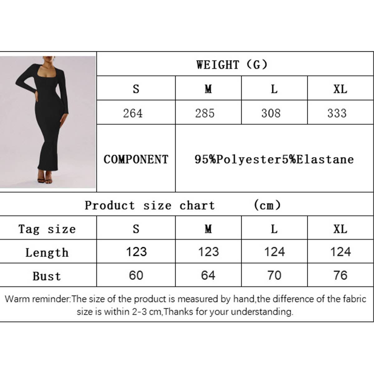 SLIM-FIT WRAP HIPS LONG SQUARE NECK DRESS