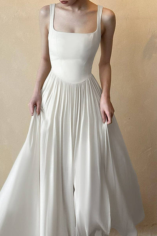 CWDMD5075_SQUARE NECK SLIM FIT SPAGHETTI STRAP DRESS