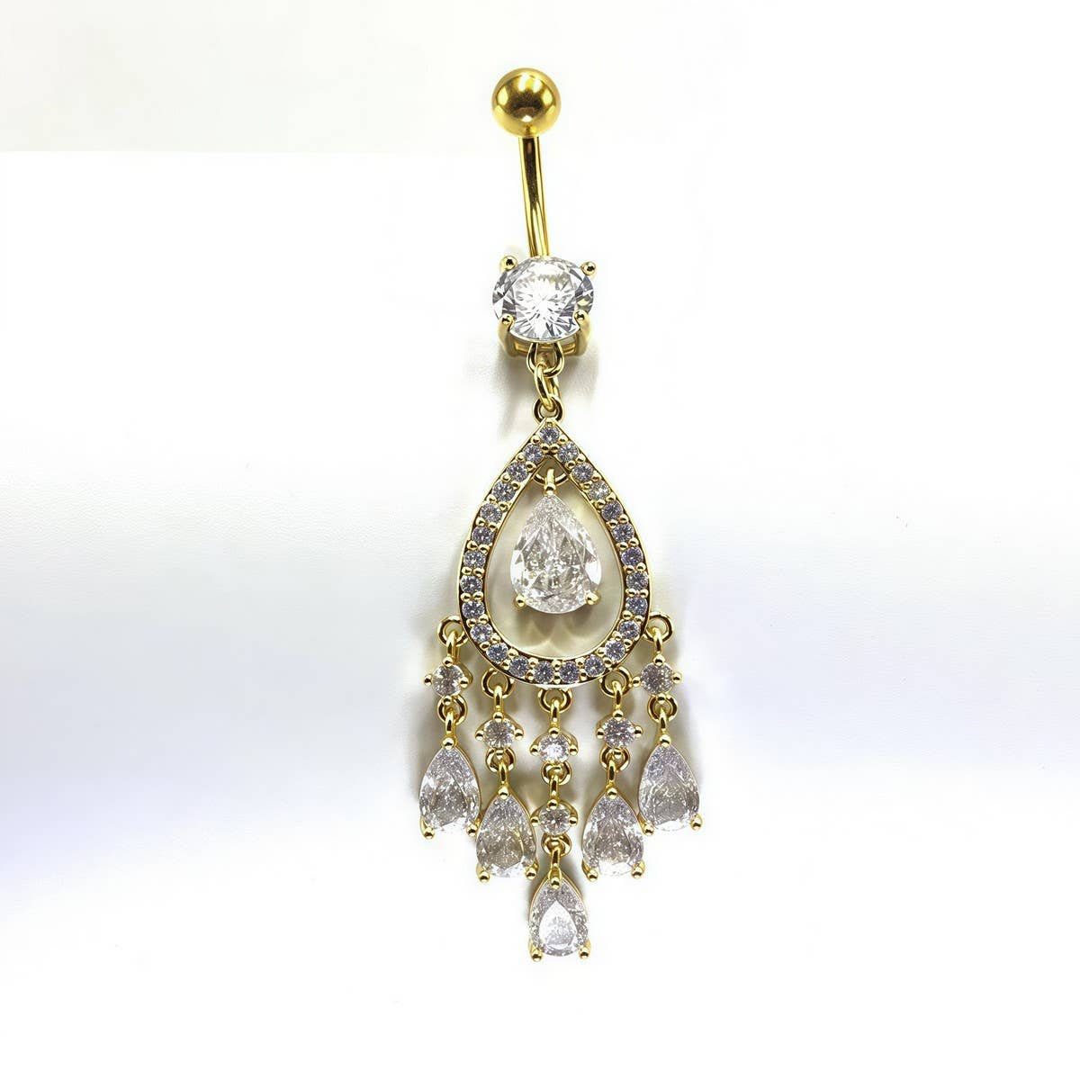 Teardrop CZ Tassel Navel Ring Belly Piercing