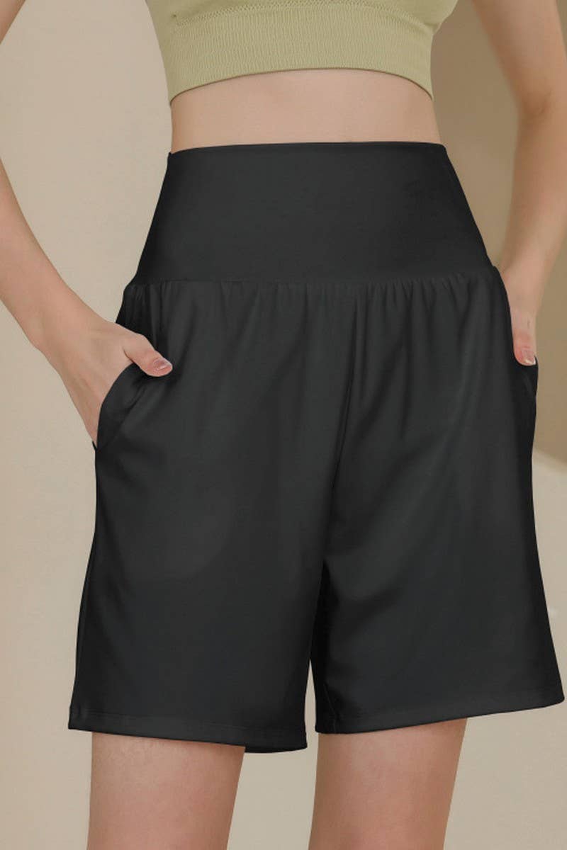 CWBSP0382_SOLID COLOR LOOSE YOGA SPORTS SHORTS