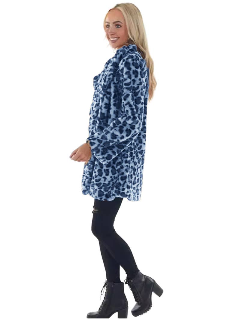 STYLISH FAUX FUR COAT WITH BAGGY FUR POCKETS