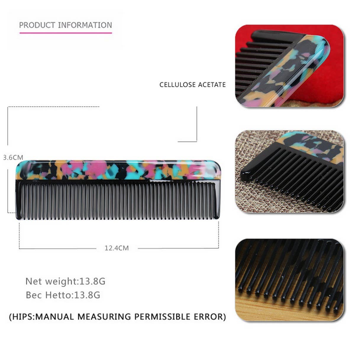 4MM TORTOISESHELL ACETATE HAIR COMB GRADIENT COMB_CWAHA4193