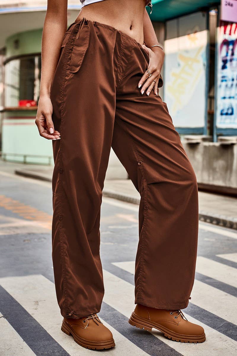 LOOSE ELASTICATED WAIST CARGO PANT_CWBLP0544