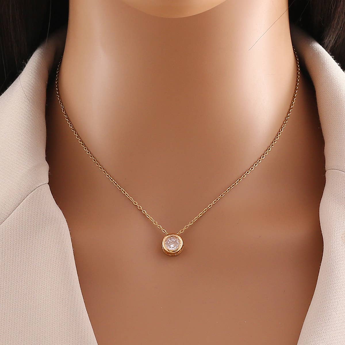 FASHION ROUND ZIRCONIUM CLAVICLE CHAIN NECKLACE_CWAHA0877