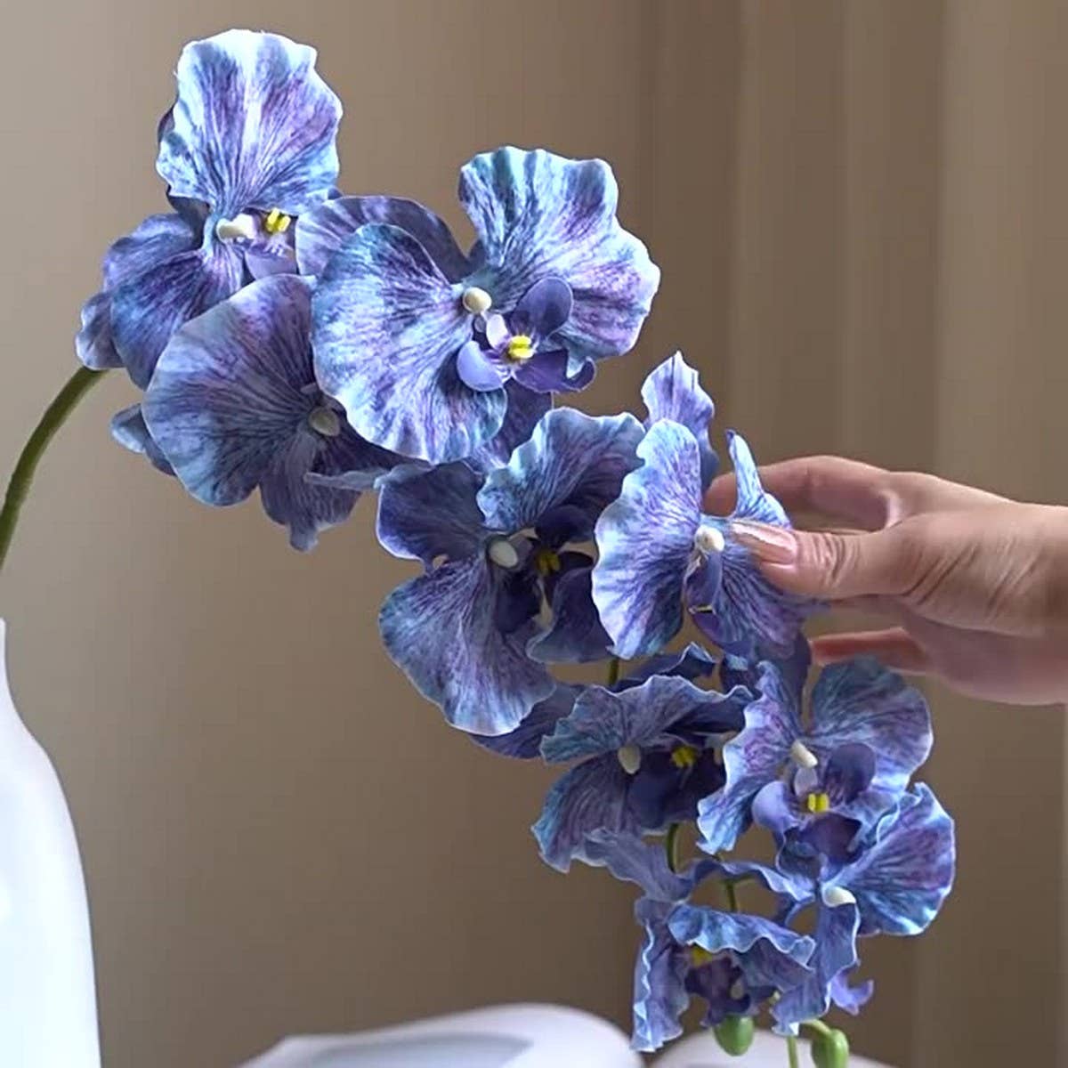 Vintage 9-Head Silk Butterfly Orchid Stem