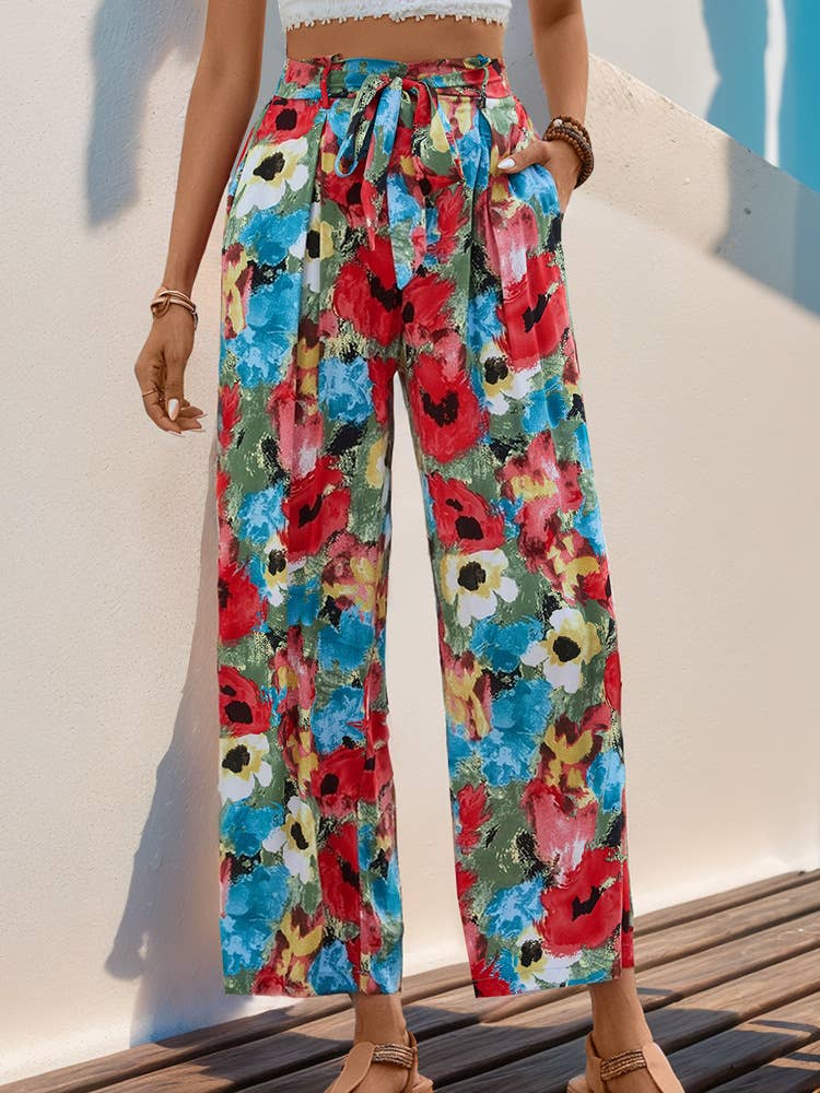 Personalized printed high-waisted casual pants