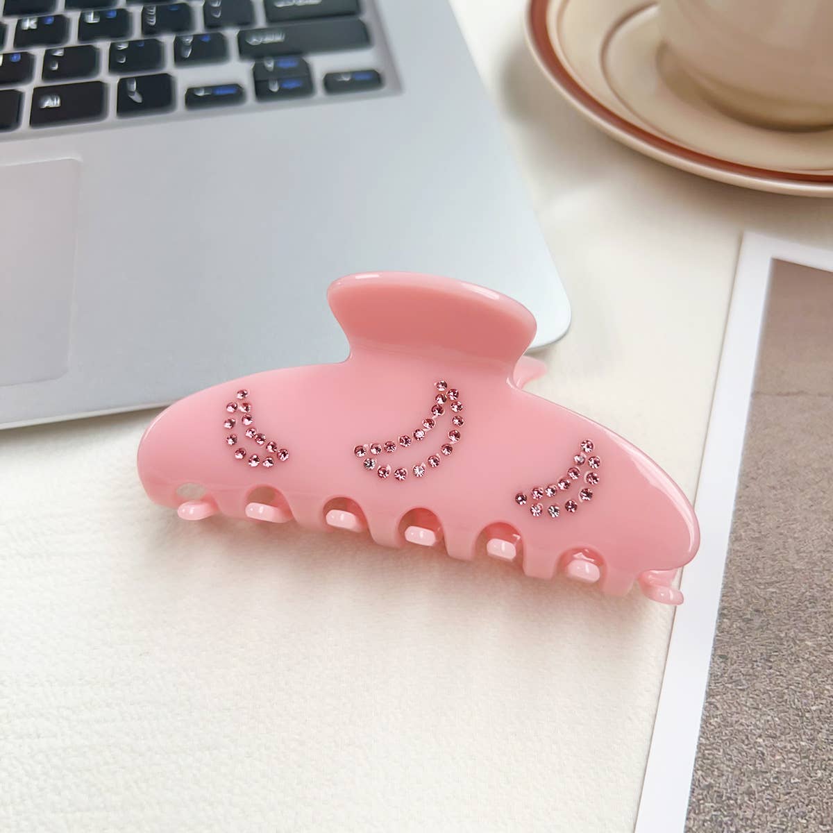 Elegant diamond-encrusted acetate hairpin clipper