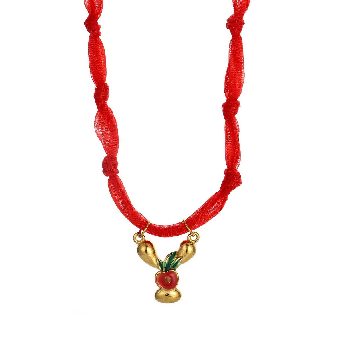 Colorful Scarf Necklace with Fruit Charms