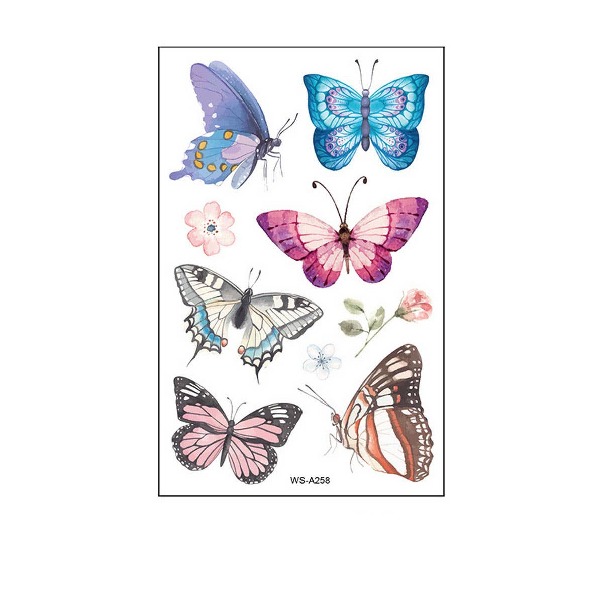 Waterproof Kids Cute Watercolor Butterfly Tattoos