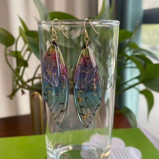 S925 Silver Cicada Wing Wing Butterfly Earrings