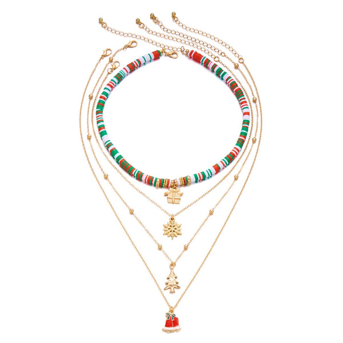CWAJE2517_CHRISTMAS BEADED MULTI-LAYER NECKLACE
