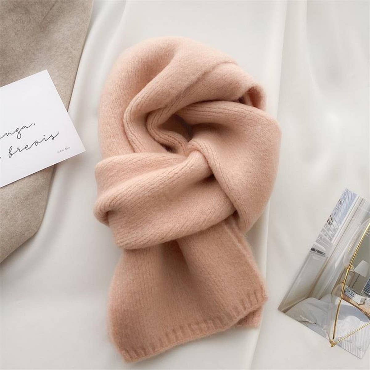 Soft Knit Neck Scarf - Faux Cashmere Winter Wrap_CWASC1260