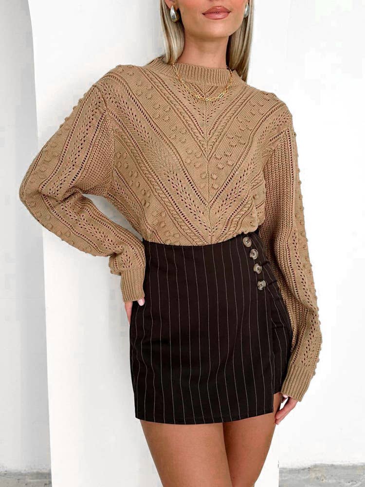 SIMPLE HIGH FASHION CREW-NECK JACQUARD SWEATER