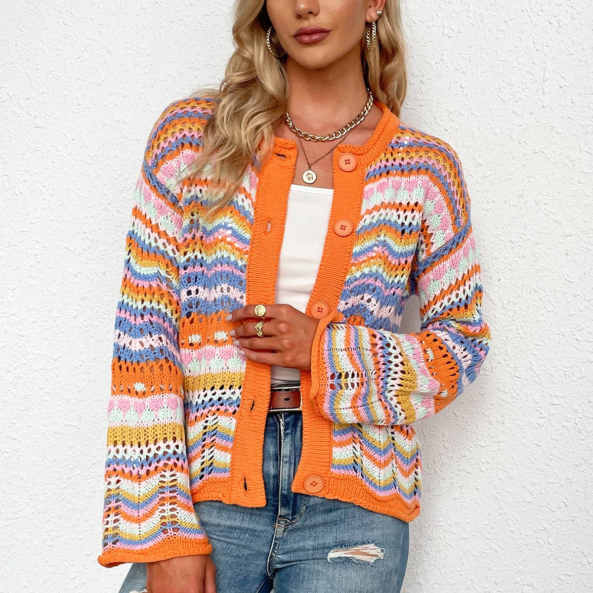 STRIPED SWEATER LOOSE RAINBOW KNITWEAR