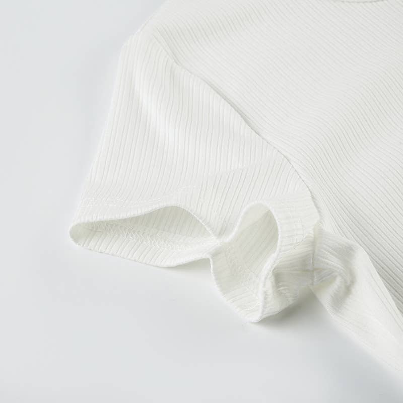 Thread texture casual solid color short T-shirt