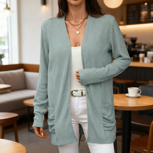 Light and solid color unbuttoned cardigan