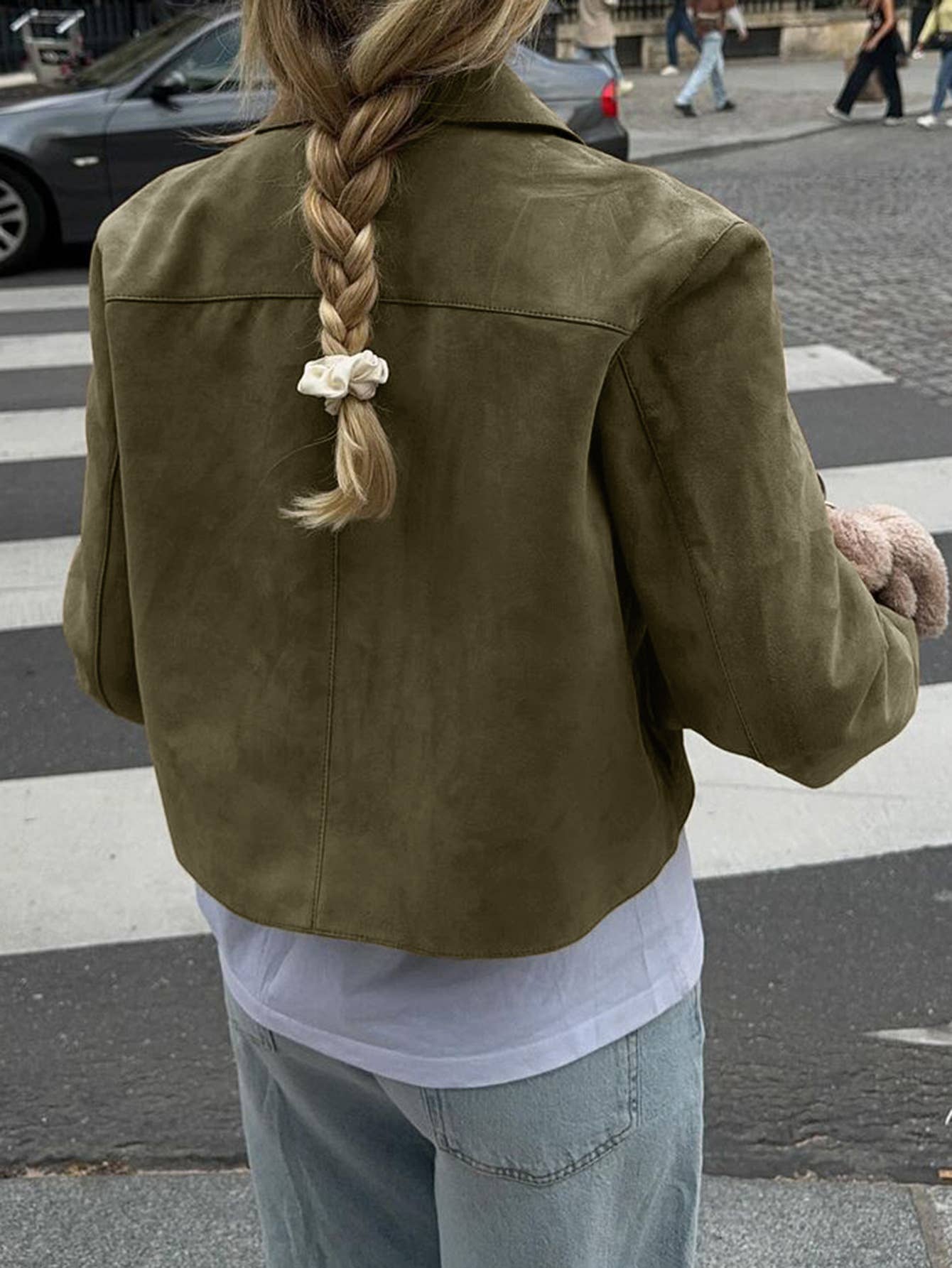 Single-breasted solid-color long-sleeved jacket