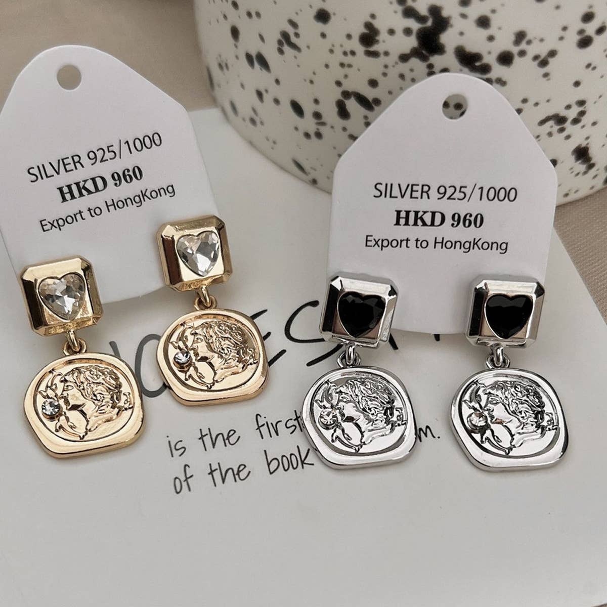 LIGHT LUXURY ZIRCON GEOMETRIC LOVE STUD EARRINGS