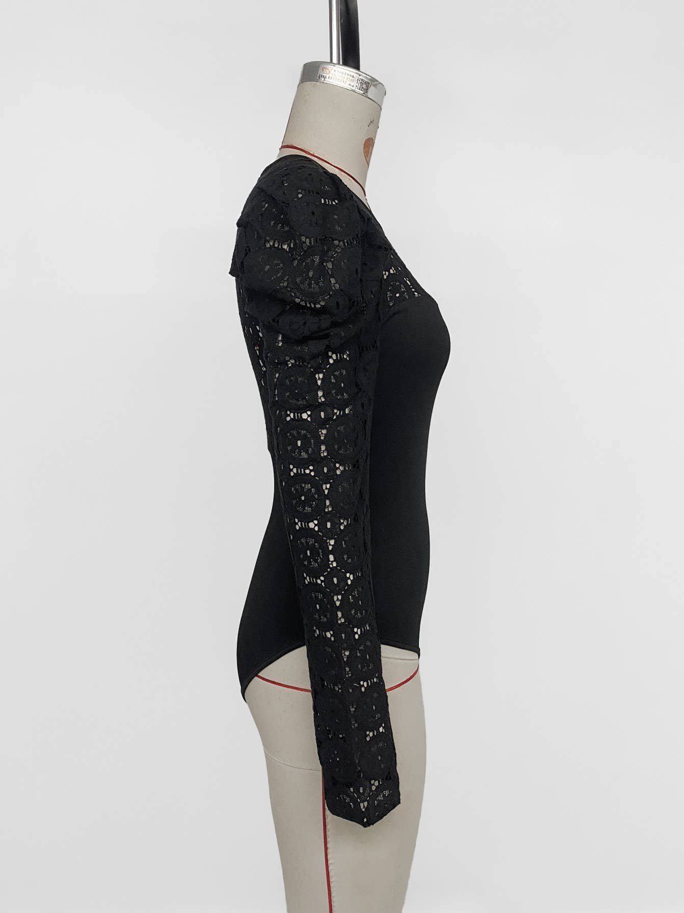 Patchwork puffed sleeve long-sleeved jumpsuit