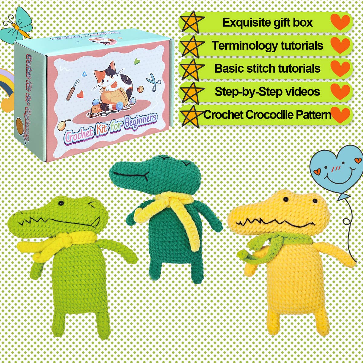 HANDMADE CROCODILE DOLL CROCHET MATERIAL KIT