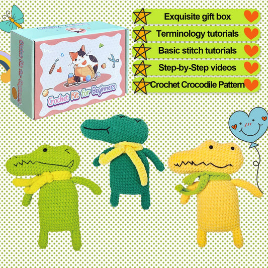 HANDMADE CROCODILE DOLL CROCHET MATERIAL KIT