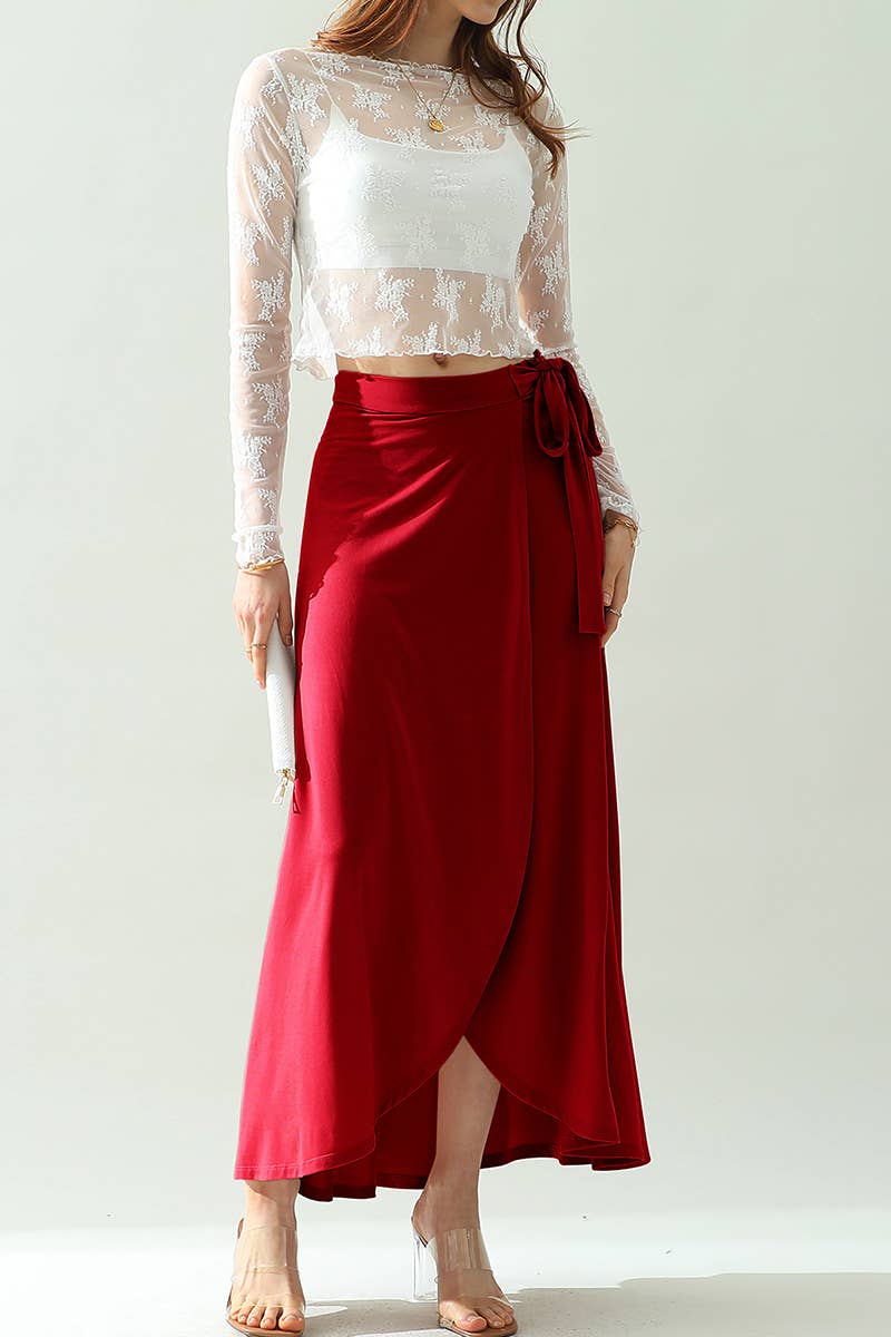 CWBLS117-P_High Waisted Maxi Wrap Skirts with Slit