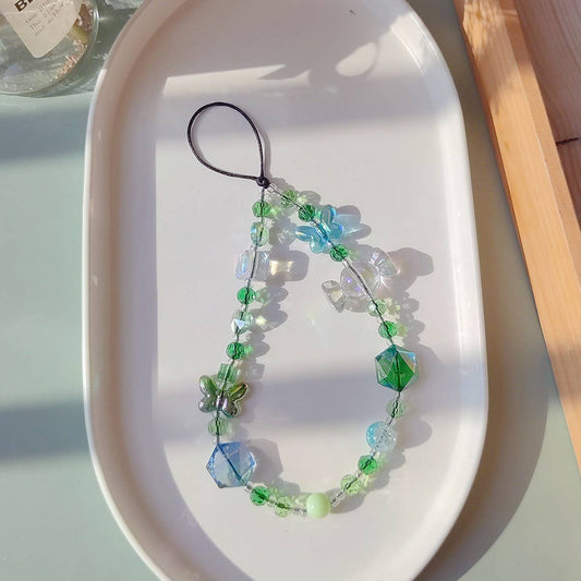 CWMM8713_PERSONALIZED BEADED BUTTERFLY MOBILE PHONE CHAIN