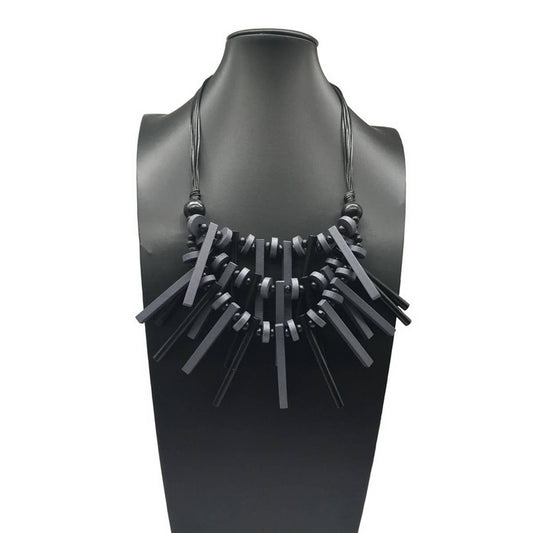 BOHEMIAN MULTI-LAYERED WOODEN BEADS NECKLACE_CWMM4560