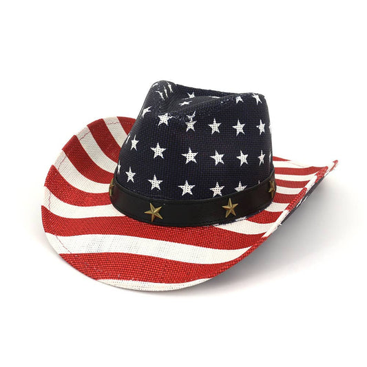 4th of July Vintage Cowboy Hat Woven Straw Unisex_CWAH1445