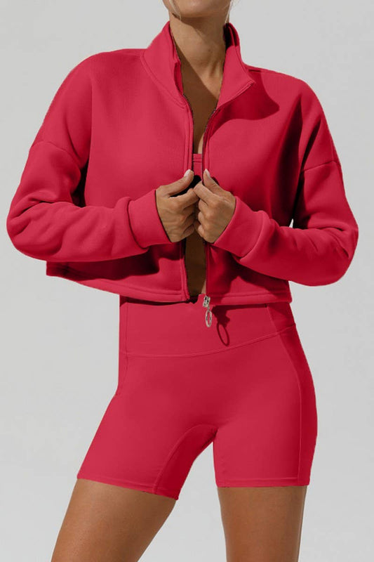 CWOJA1764_AUTUMN AND WINTER STAND COLLAR LOOSE ZIPPER JACKET