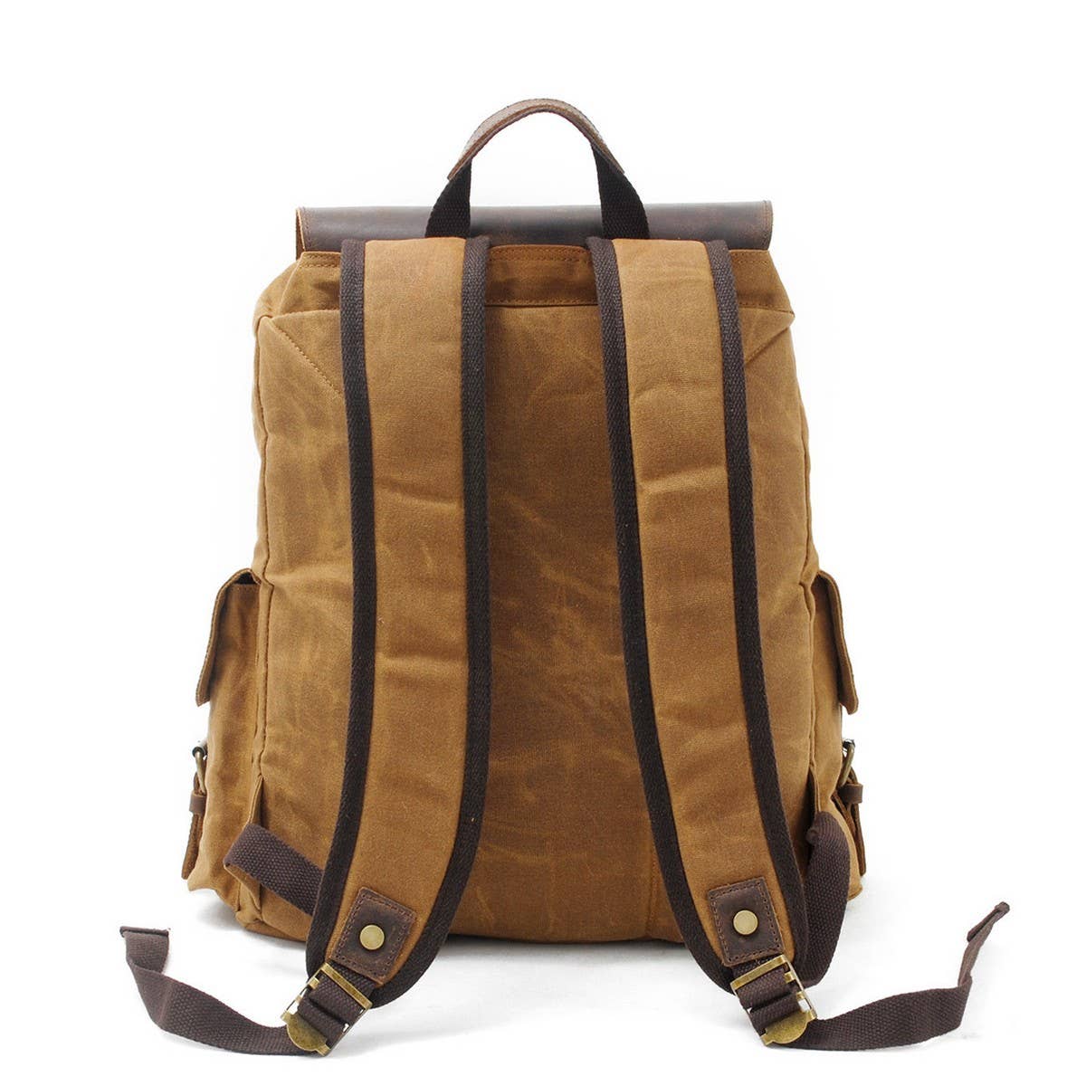 Waxed Canvas Leather Trim Travel Backpack_CWAB5524