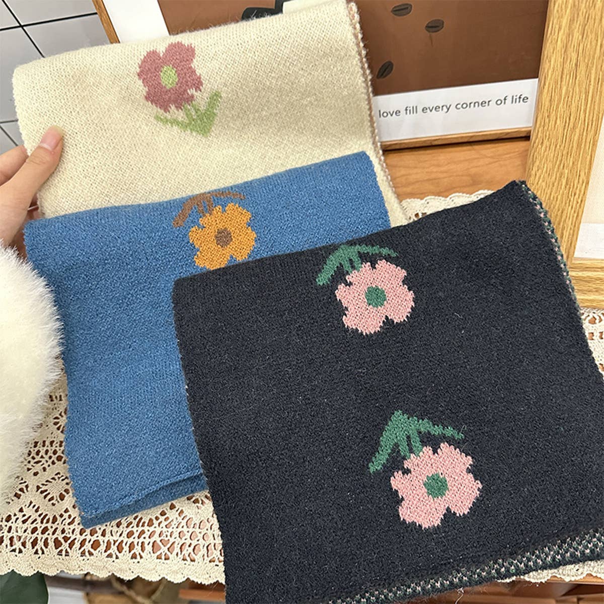 Knit Scarf for Women - Soft Faux Cashmere Shawl