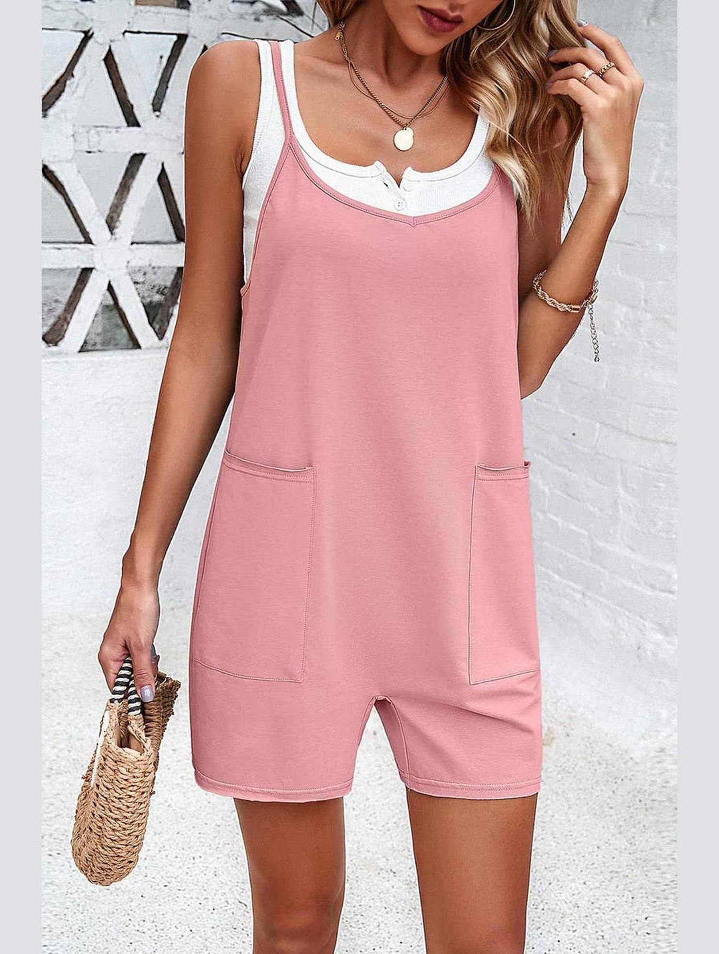 CASUAL SOLID COLOR SUSPENDER JUMPSUIT_CWSJS0327