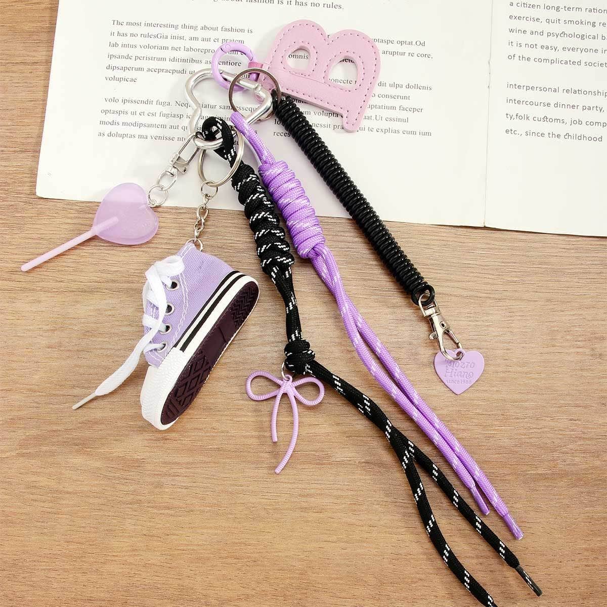 Chic Mini Sneaker Keychain with Heart & Letter B_CWMM7639