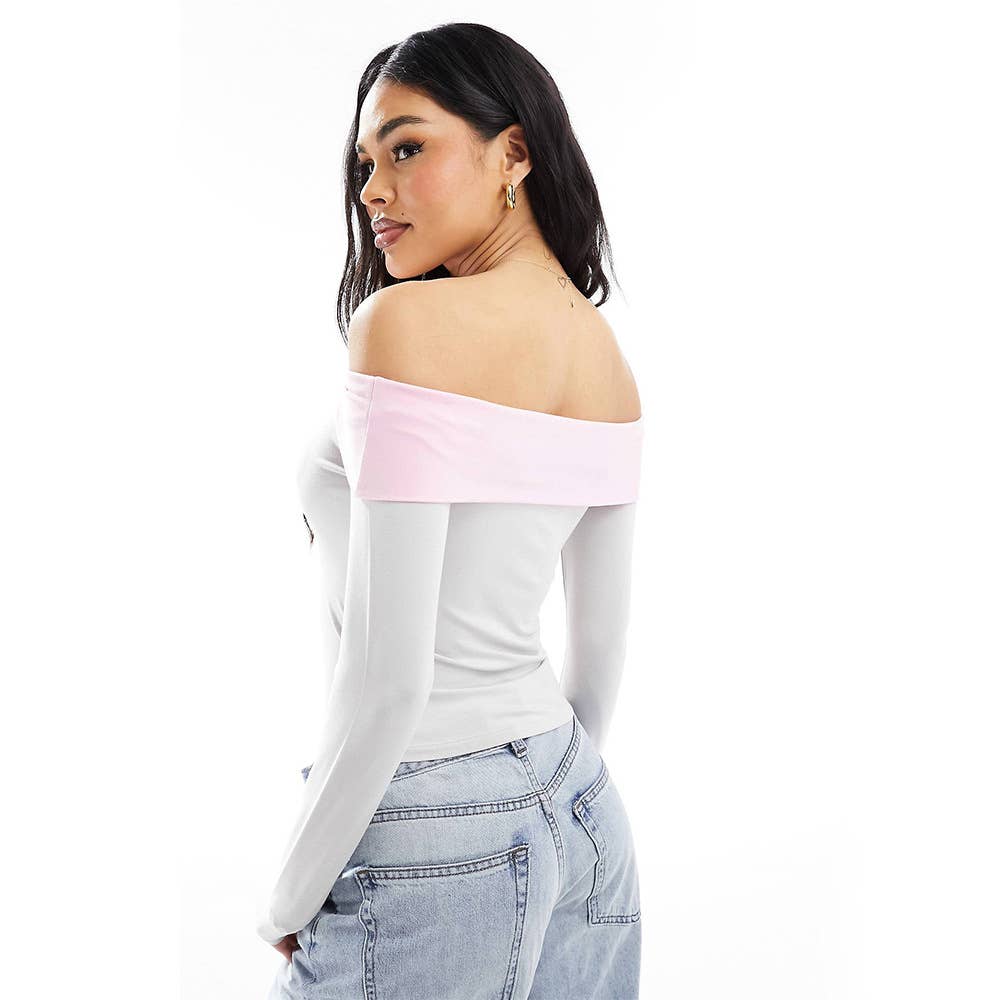 Off-the-shoulder top flared pants suit