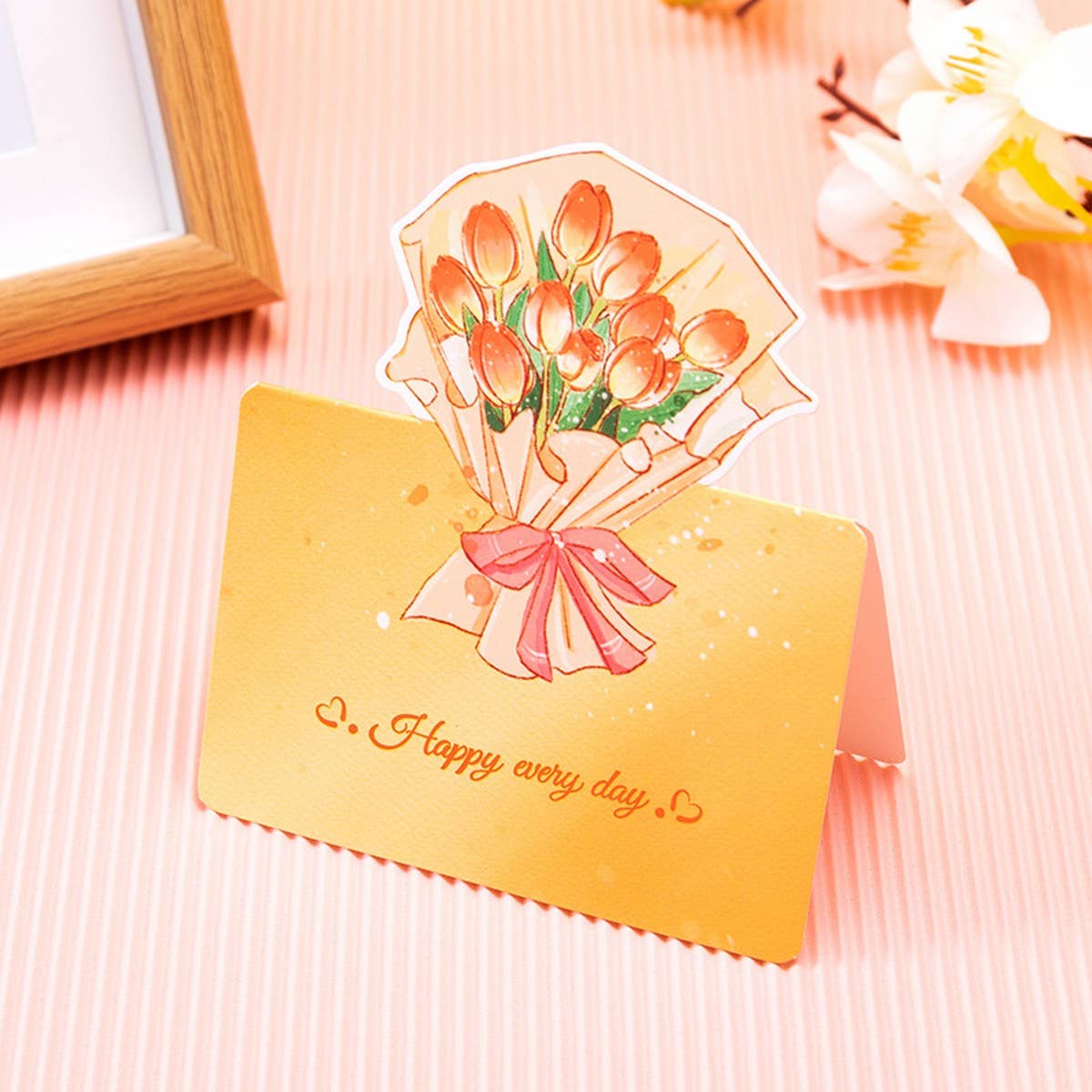 THREE-DIMENSIONAL BOUQUET FLOWER GREETING CARD