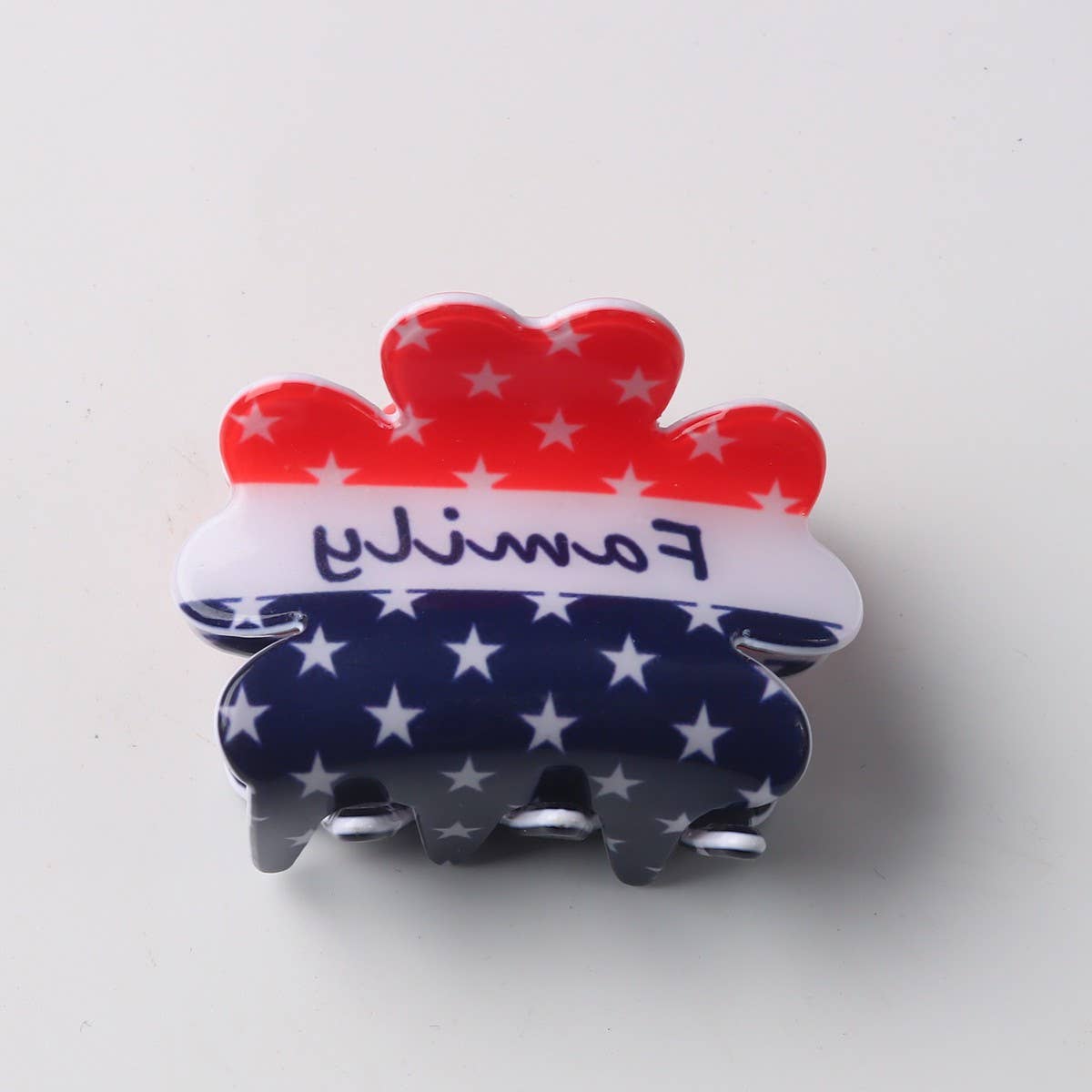 CWAHA5136_FLAG PRINT PETAL SHAPED RECTANGULAR HAIRPIN