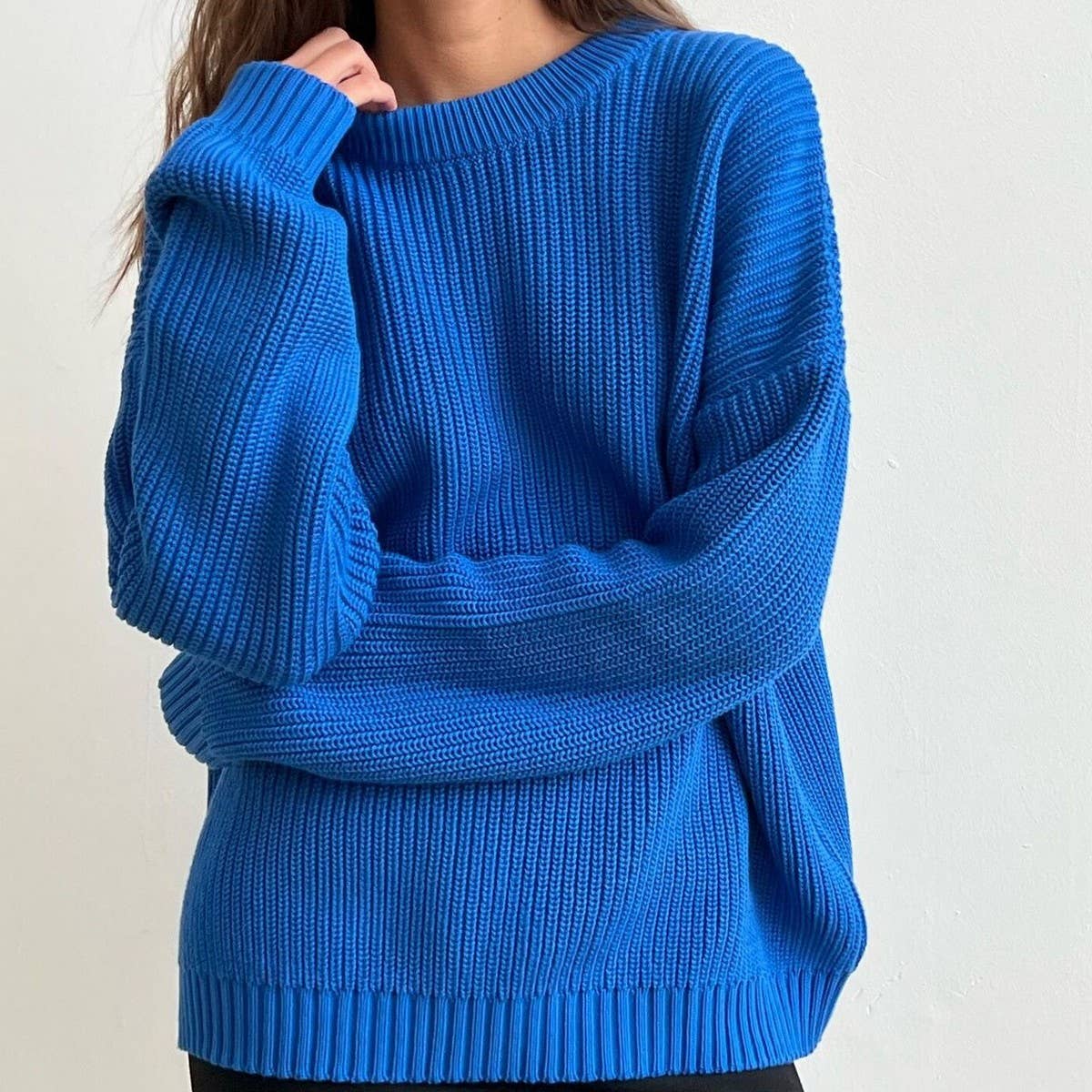 Women's Thick Solid Crewneck Knit Sweater