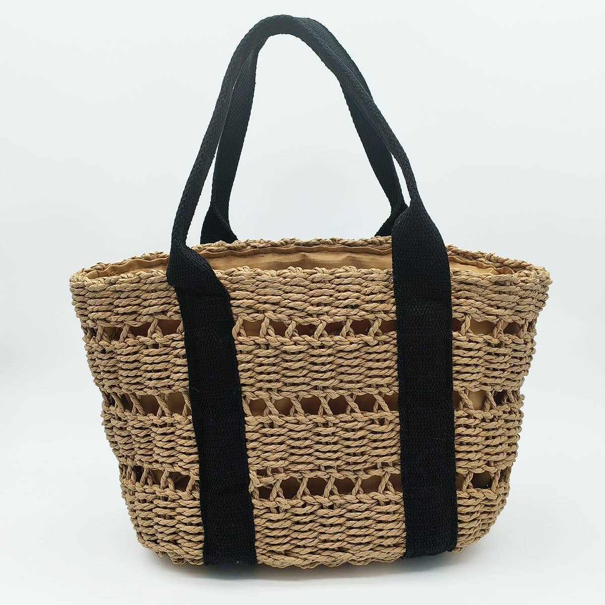 WOMEN CASUAL WOVEN STRAW SQUARE TOTE BAG _CWAB0822