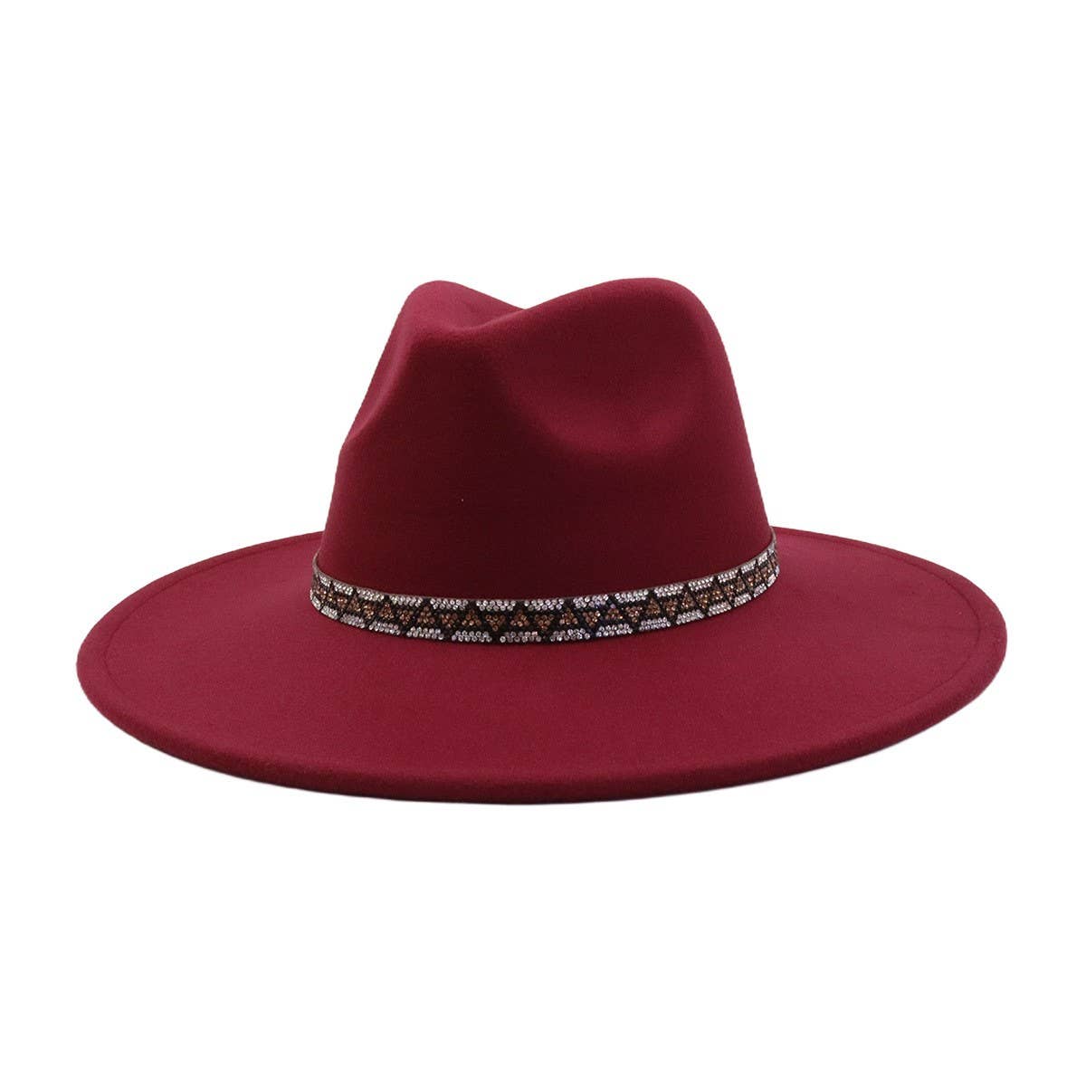 Heart Top Wide Brim Wool Blend Fedora Hat for All_CWAH04378
