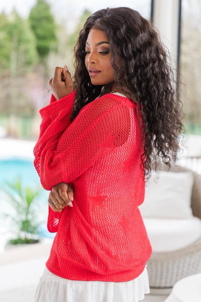 Knit five-pointed star crew neck beach smock